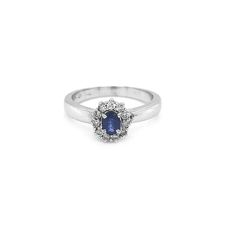 Nhẫn vàng đính sapphire và kim cương