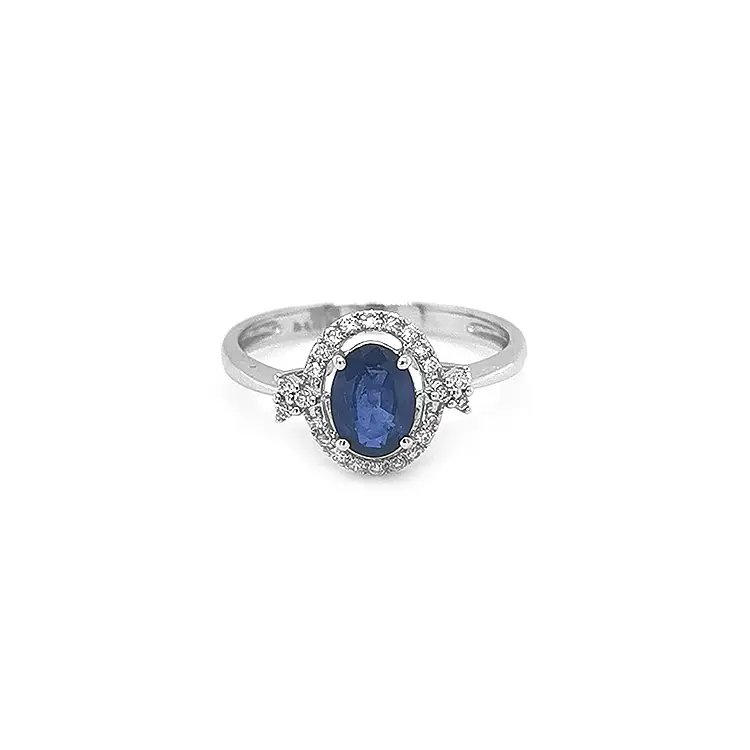 Nhẫn vàng đính sapphire và kim cương