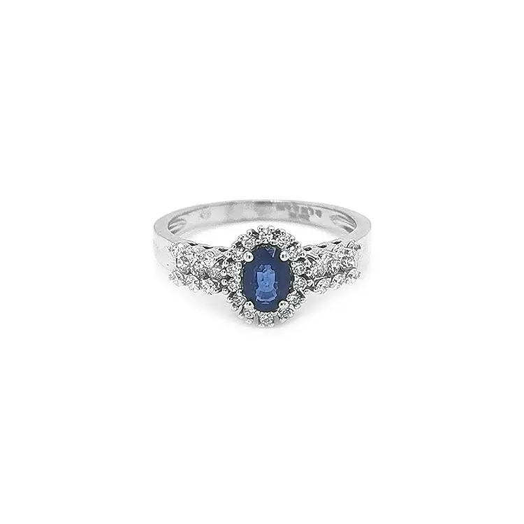 Nhẫn vàng đính sapphire và kim cương