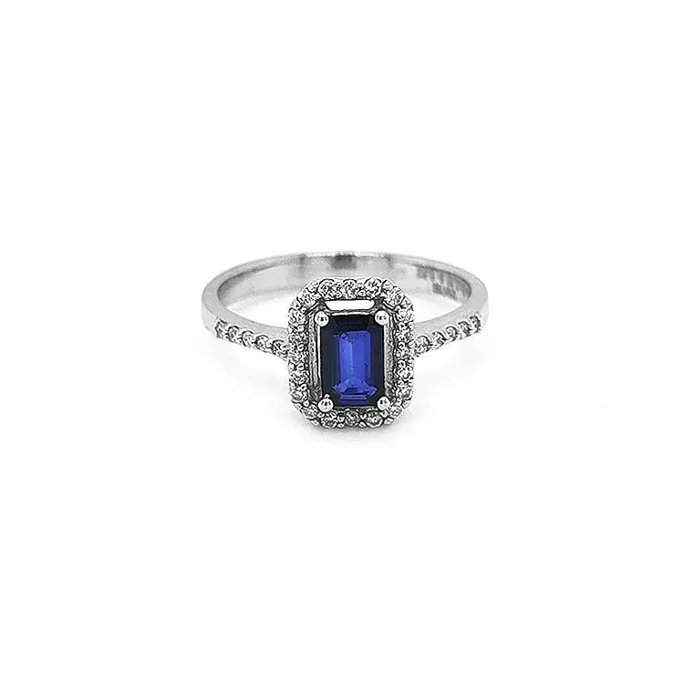 Nhẫn vàng đính sapphire và kim cương