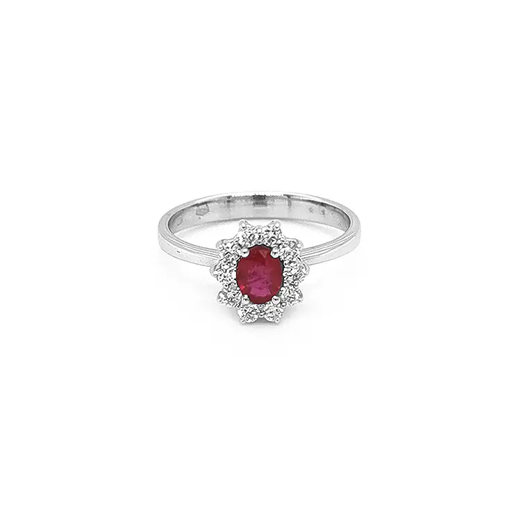 Nhẫn vàng đính ruby và kim cương