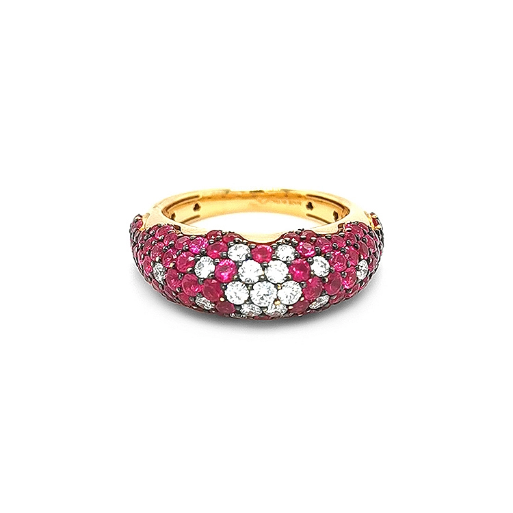 Nhẫn vàng đính ruby và kim cương