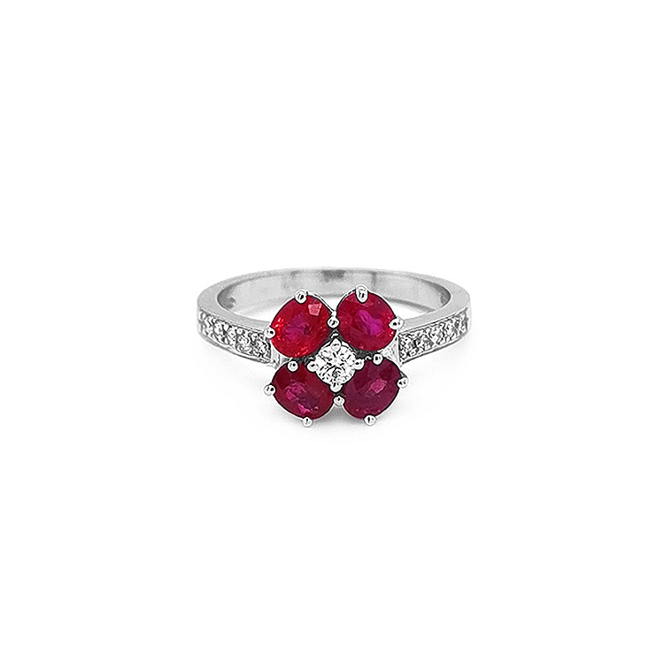 Nhẫn vàng đính ruby và kim cương