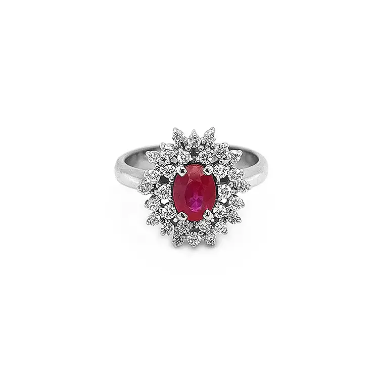 Nhẫn vàng đính ruby và kim cương