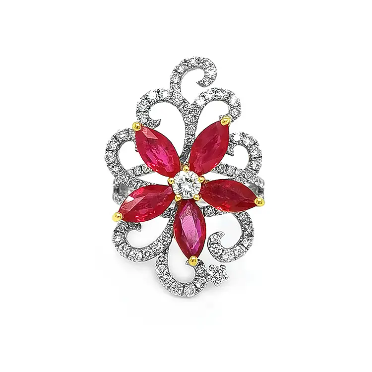Nhẫn vàng đính ruby và kim cương