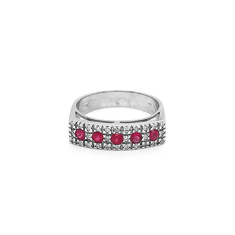 Nhẫn vàng đính ruby và kim cương