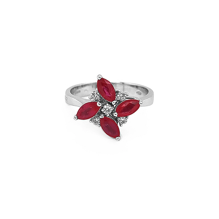 Nhẫn vàng đính ruby và kim cương