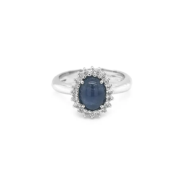 Nhẫn vàng đính sapphire và kim cương