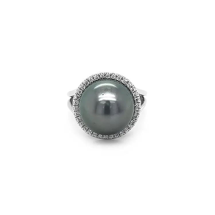 Nhẫn vàng đính ngọc trai tự nhiên và kim cương