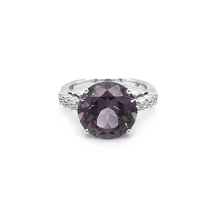 Nhẫn vàng đính đá spinel tím và kim cương