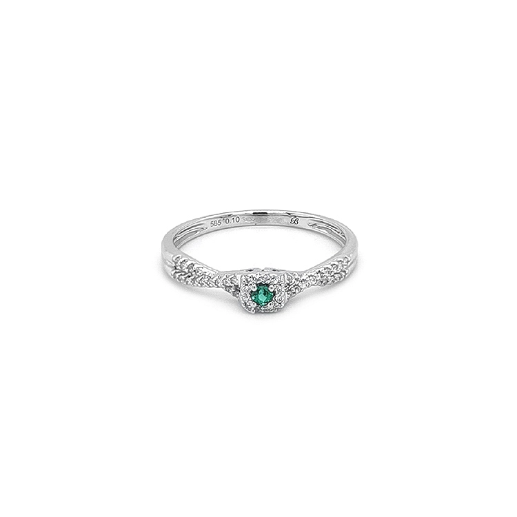 Nhẫn ngọc lục bảo với kim cương vàng trắng