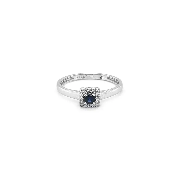 Nhẫn vàng đính sapphire và kim cương