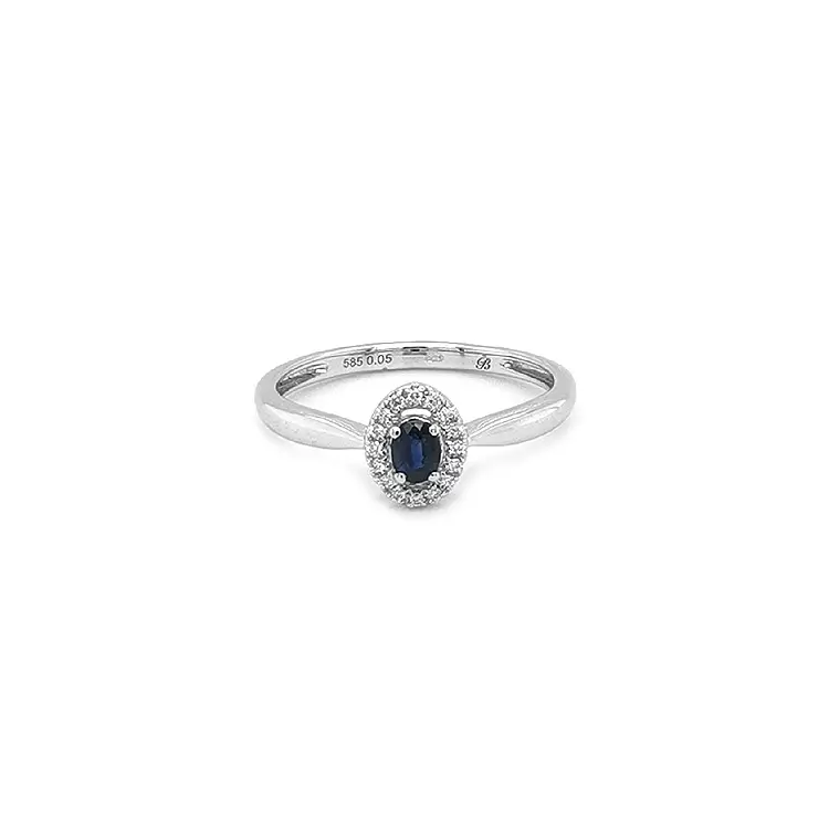 Nhẫn vàng đính sapphire và kim cương