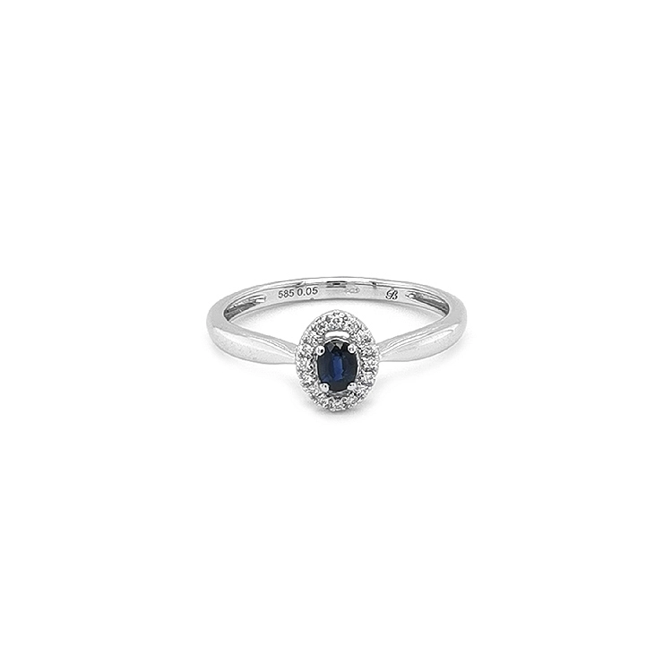 Nhẫn vàng đính sapphire và kim cương