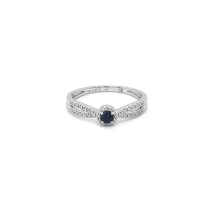 Nhẫn vàng đính sapphire và kim cương