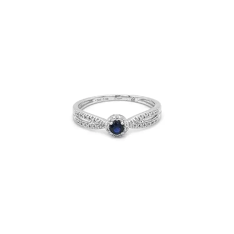 Nhẫn vàng đính sapphire và kim cương