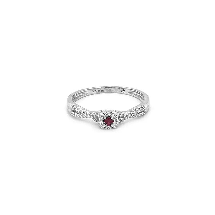 Nhẫn ruby với kim cương trắng vàng