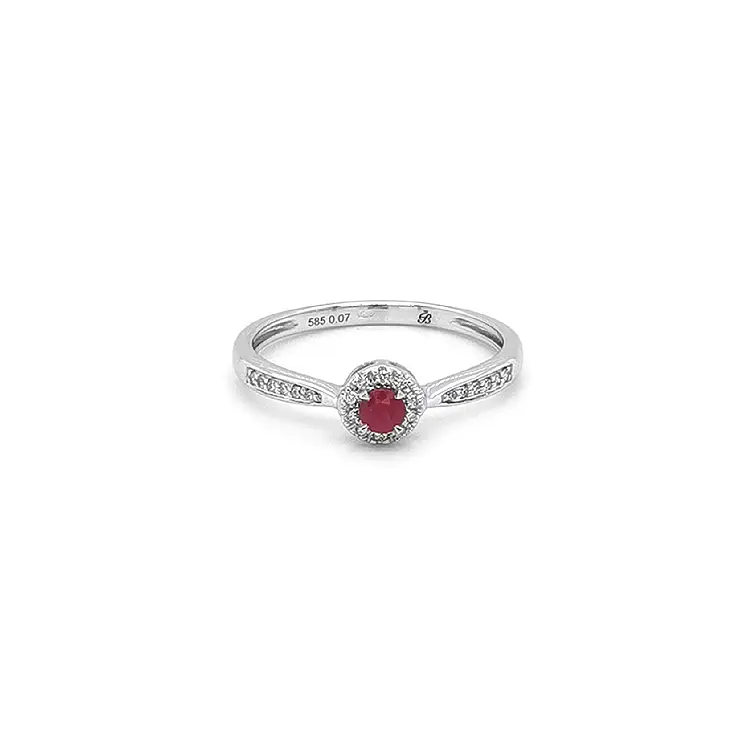 Nhẫn ruby với kim cương trắng vàng
