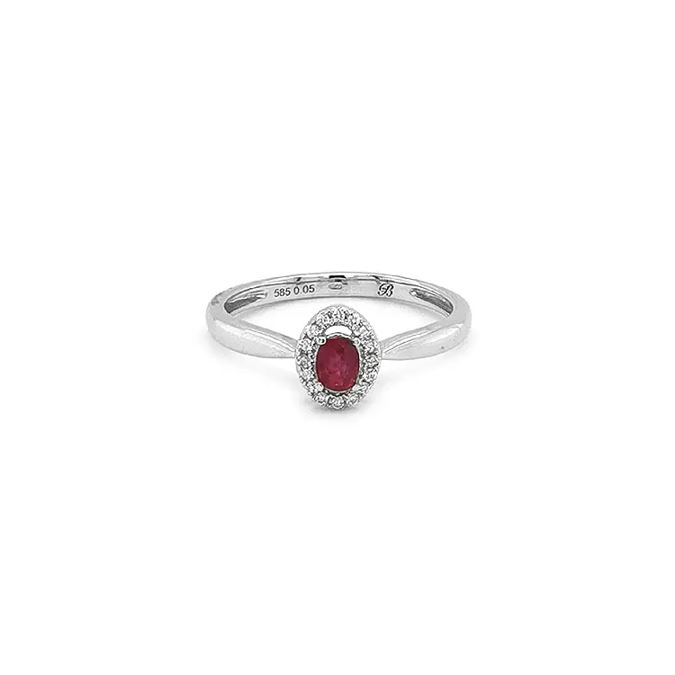 Nhẫn ruby với kim cương trắng vàng