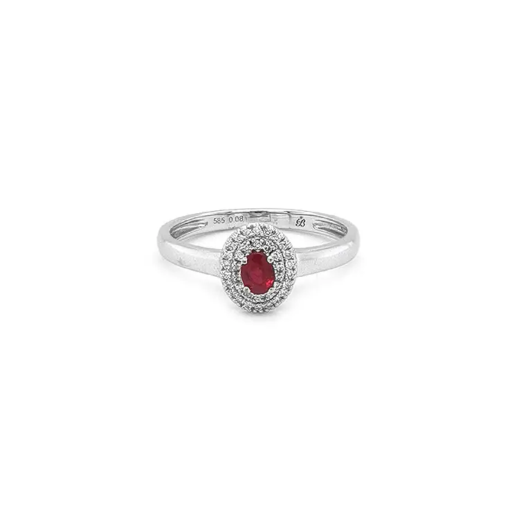 Nhẫn ruby với kim cương trắng vàng