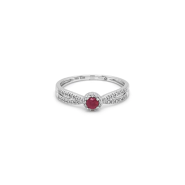 Ruby đỏ với kim cương trắng vàng