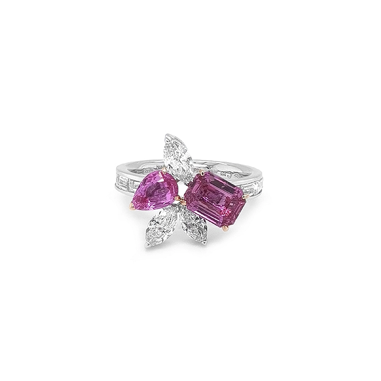 Nhẫn vàng Crivelli đính đá sapphire hồng và kim cương