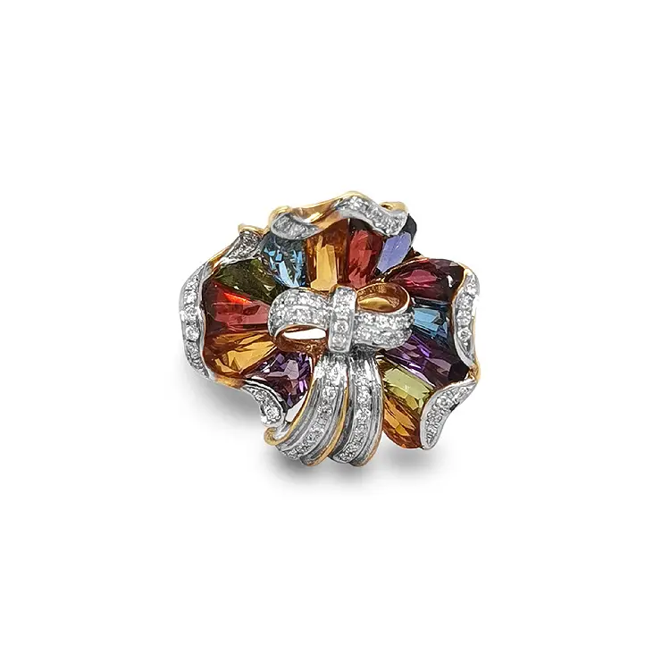 Nhẫn vàng kết hợp đá bán quý và kim cương