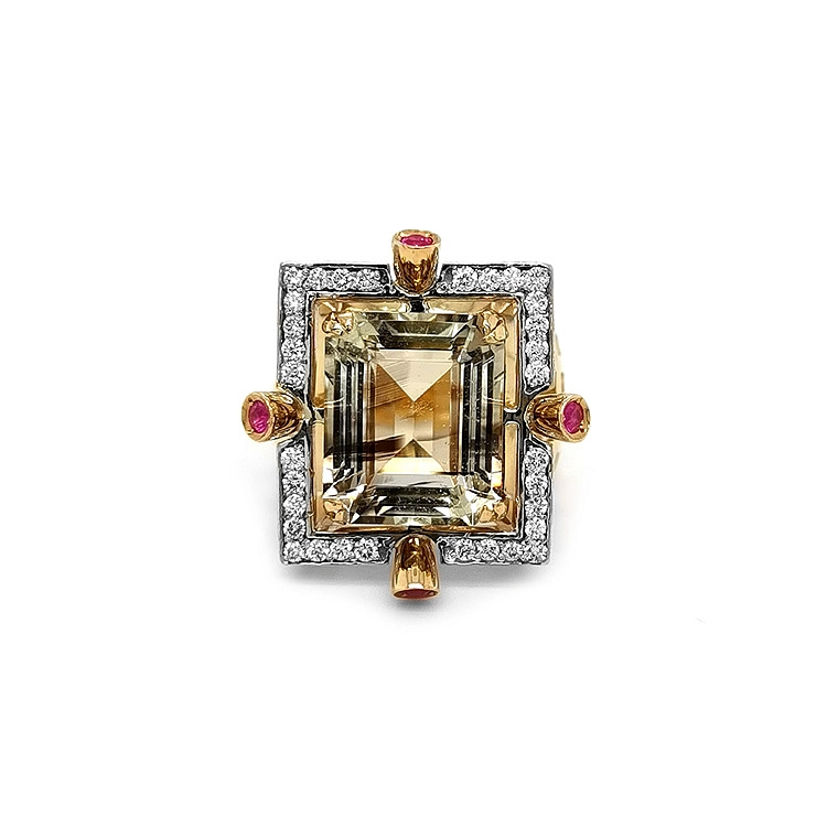 Nhẫn vàng đính topaz và kim cương