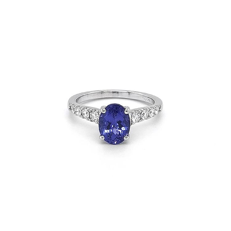 Nhẫn vàng đính Tanzanite và kim cương