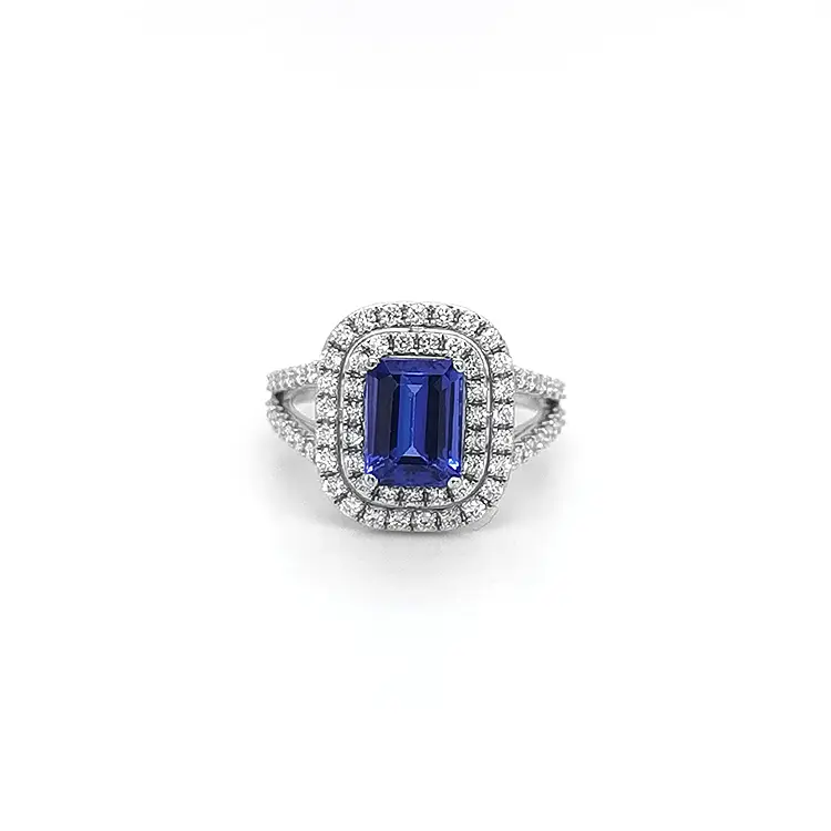 Nhẫn vàng đính Tanzanite và kim cương