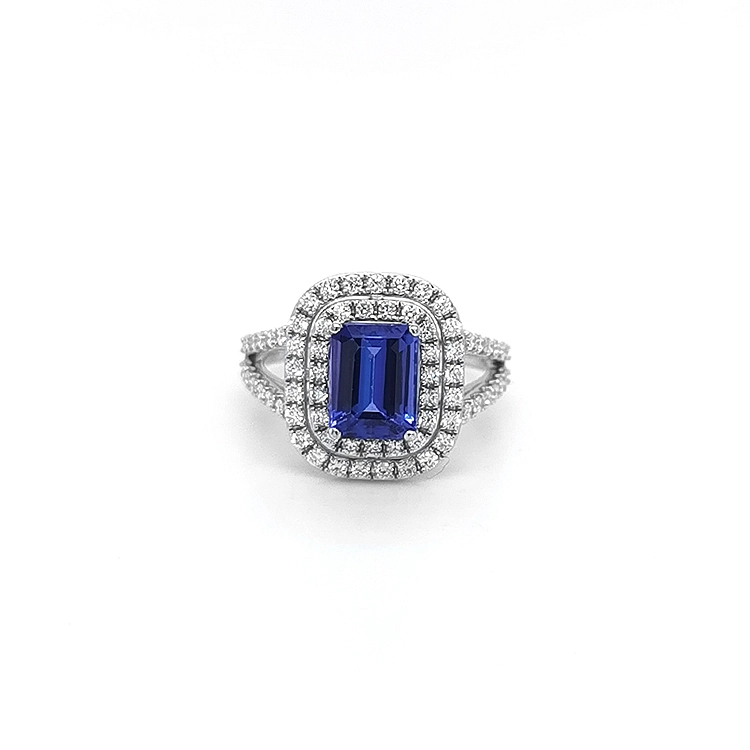Nhẫn vàng đính Tanzanite và kim cương
