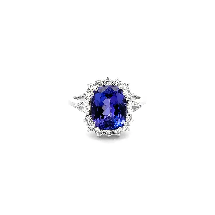 Nhẫn kim cương với đá Tanzanite