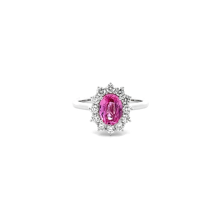 Nhẫn vàng đính ngọc hồng sapphire và kim cương