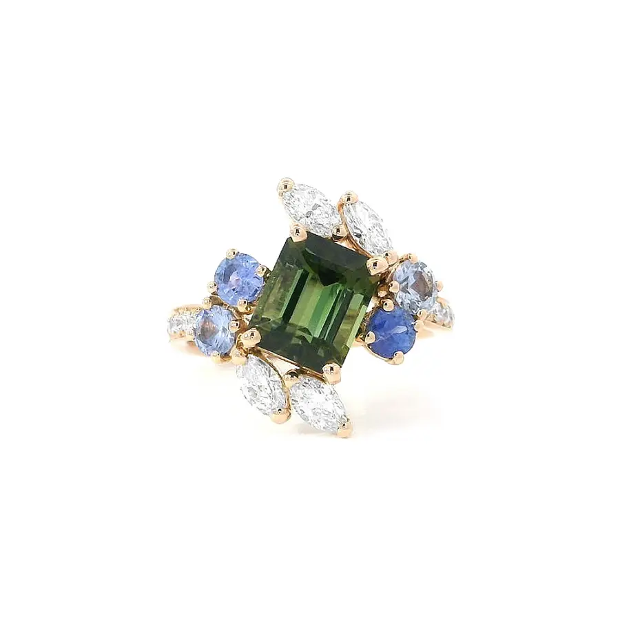 Vòng cổ sang trọng của thiên nhiên - Tourmaline kết hợp với sapphire và kim cương