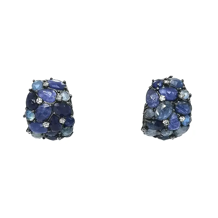 Vòng tai vàng đính sapphire và kim cương