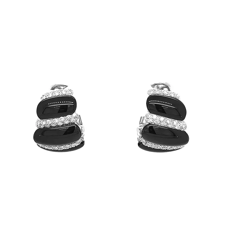 Vòng tai vàng đính ngọc onyx và kim cương