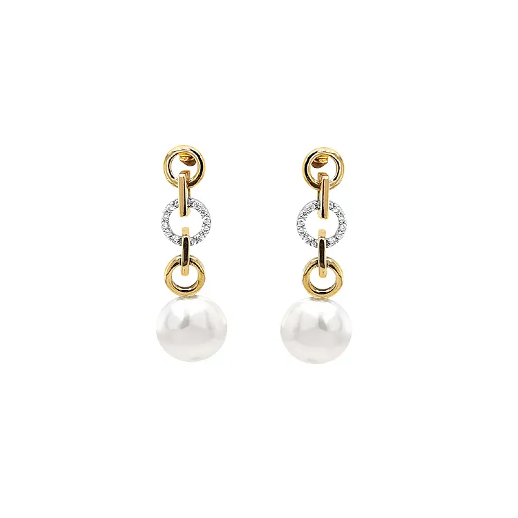 Vòng tai vàng với ngọc trai tự nhiên và kim cương