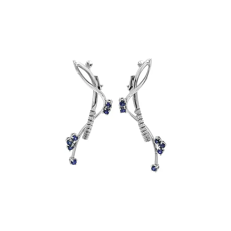 Vòng tai vàng đính sapphire và kim cương