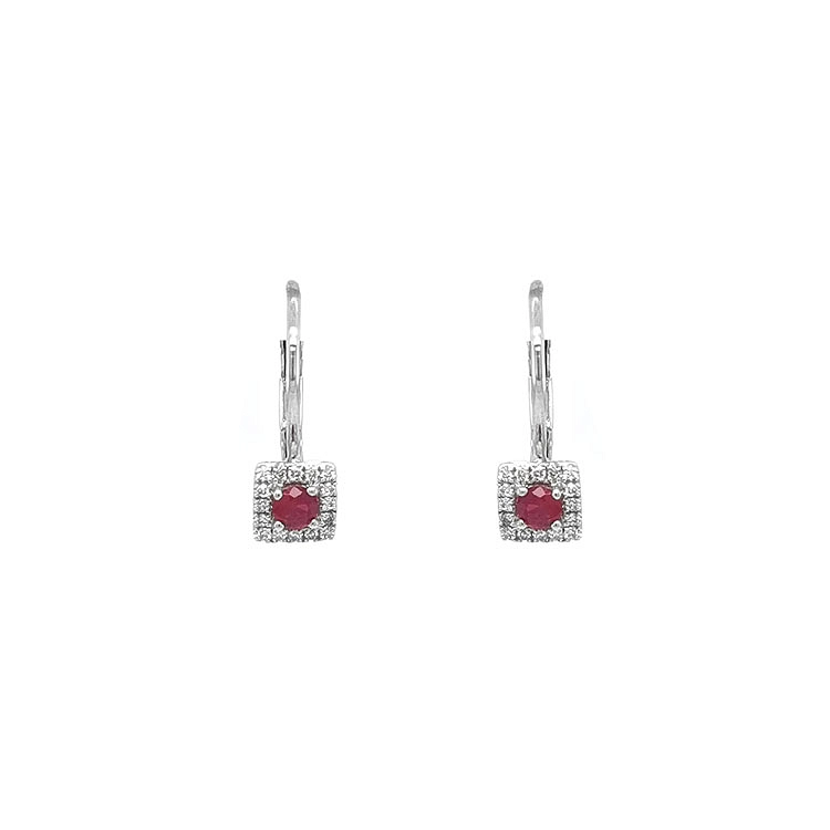 Vòng tai Ruby đính kim cương trắng vàng