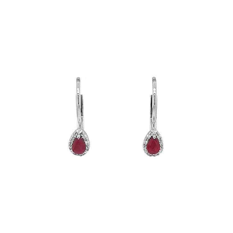 Vòng tai Ruby đính kim cương trắng vàng