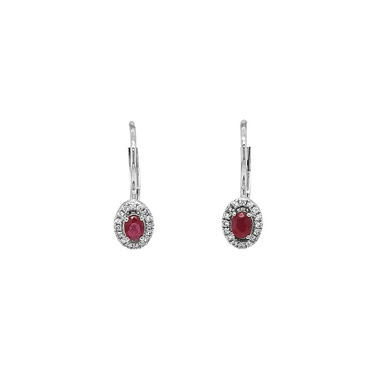 Vòng tai Ruby đính kim cương trắng vàng