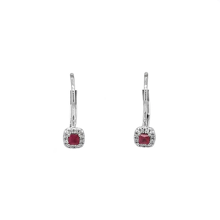 Vòng tai Ruby đính kim cương trắng vàng