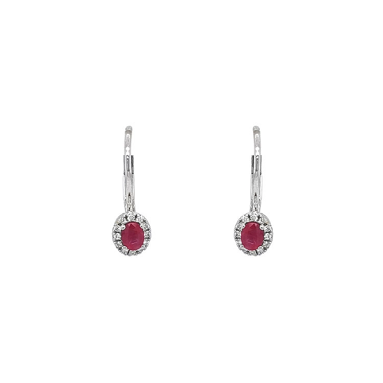 Vòng tai Ruby đính kim cương trắng vàng
