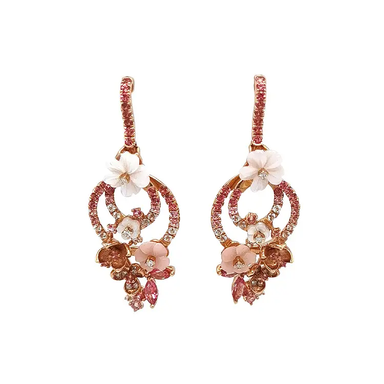 Vòng tai vàng kết hợp đá bán quý và kim cương