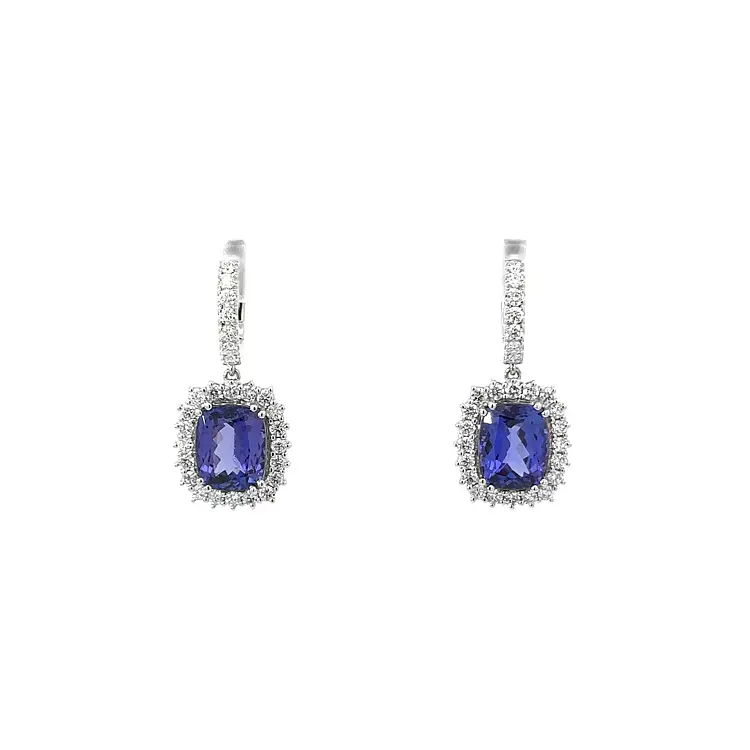 Vòng tai kim cương với đá Tanzanite