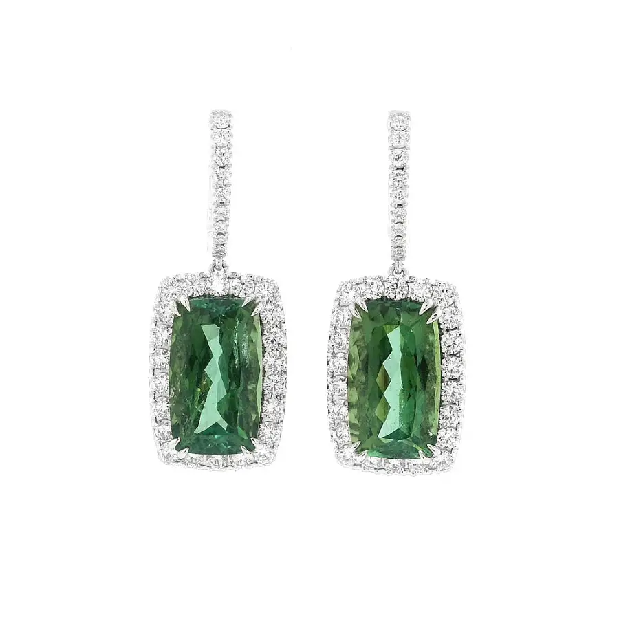 Sự sang trọng của đá tourmaline xanh kết hợp với kim cương