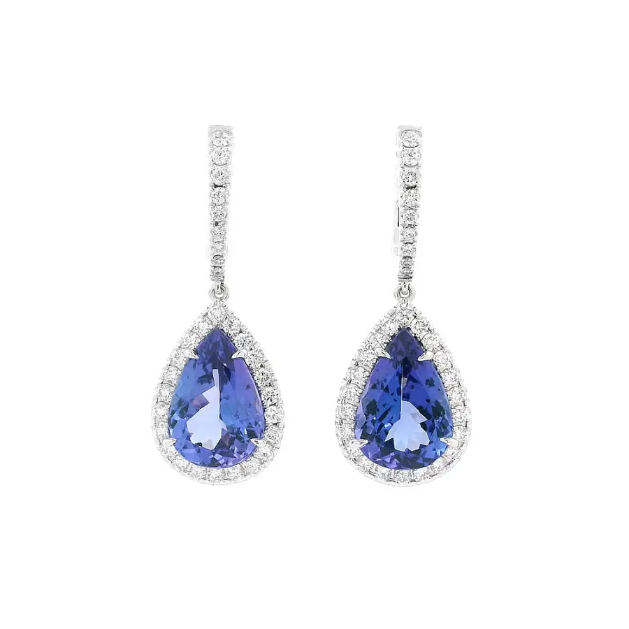 Vòng tai cao cấp với đá Tanzanite xanh và kim cương