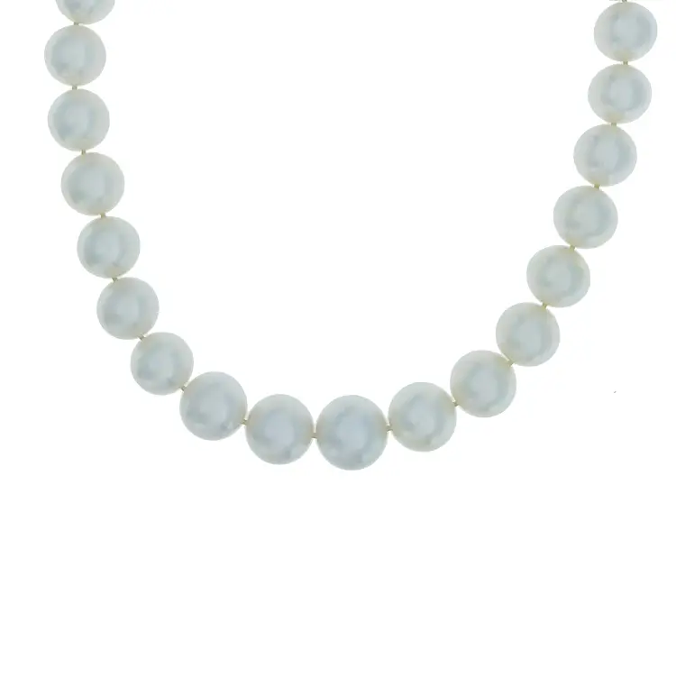 Vòng cổ bằng vàng đính ngọc trai trắng biển thật và kim cương