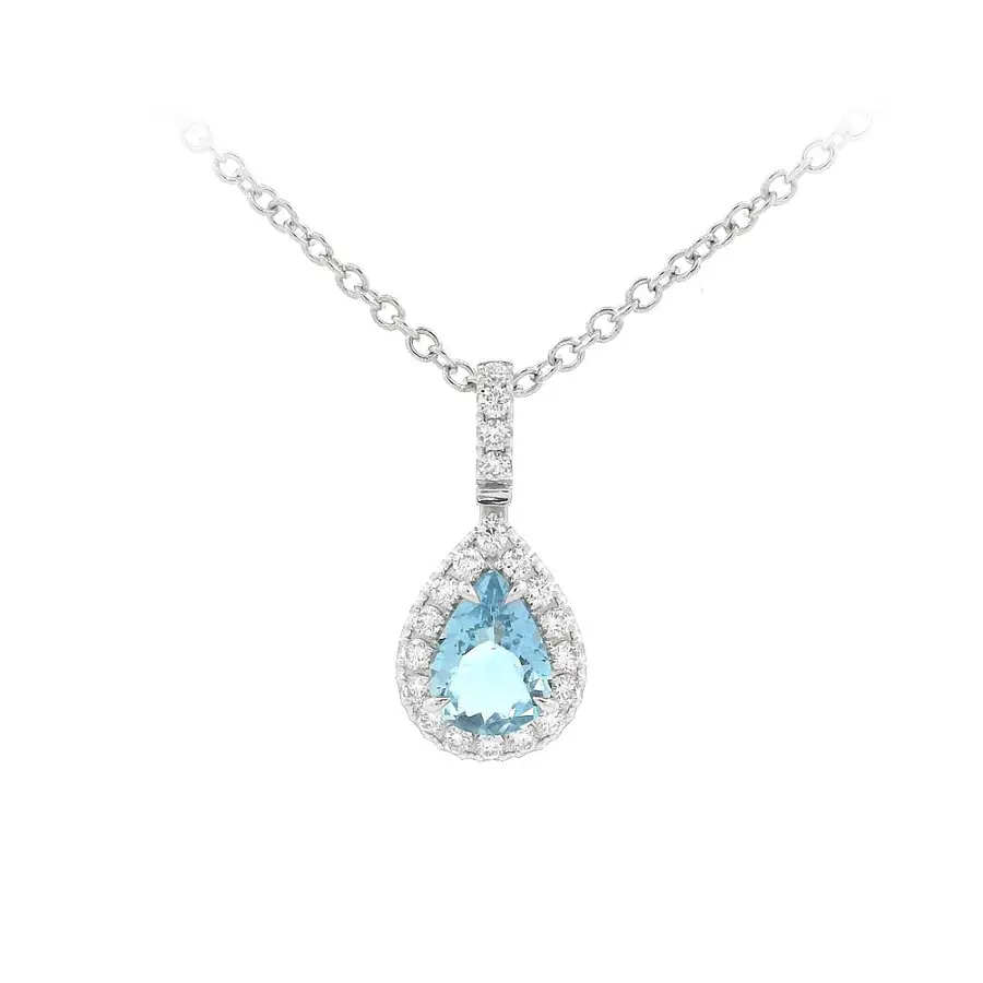 Vòng cổ cao cấp kết hợp ngọc aquamarine và kim cương