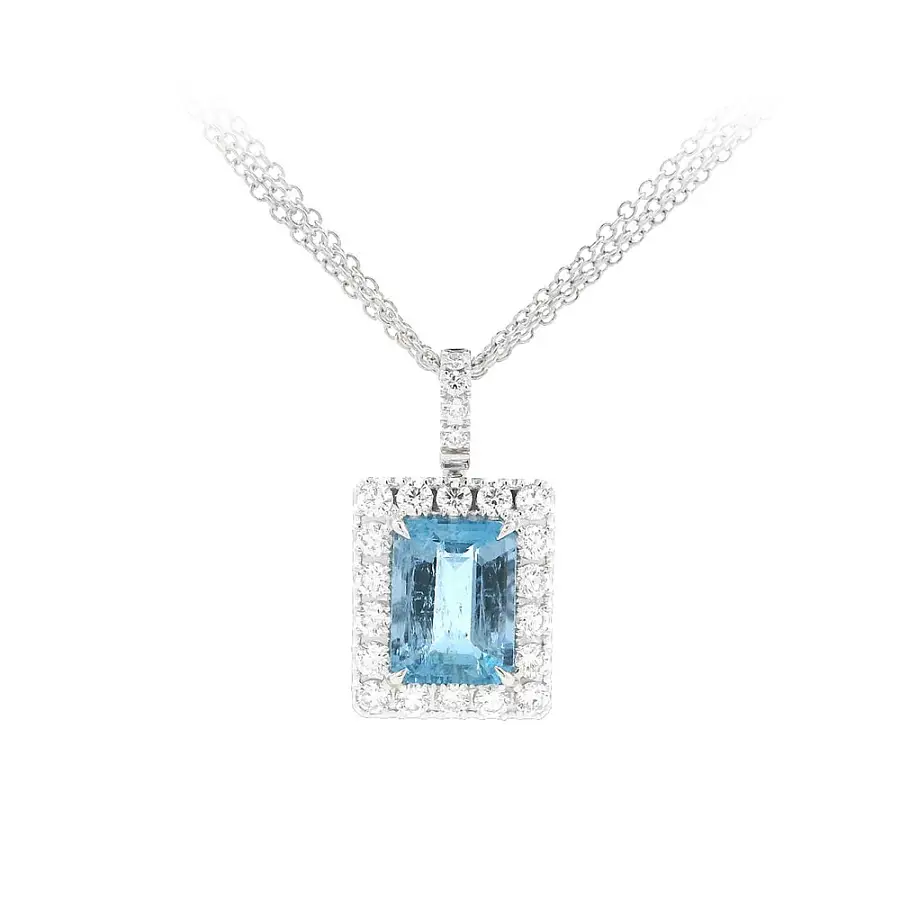 Vòng cổ sang trọng kết hợp ngọc aquamarine lấp lánh và ánh kim cương